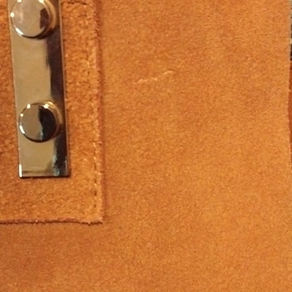 Two-toned Tan Leather & Suede Handbag/Purse with Golden Hardware - Picture 15 of 15